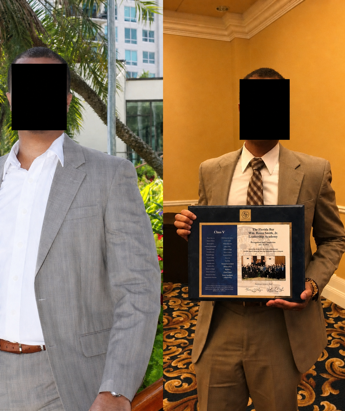Before-and-after photos of Marco, who trained with Abigail for 14 months training.